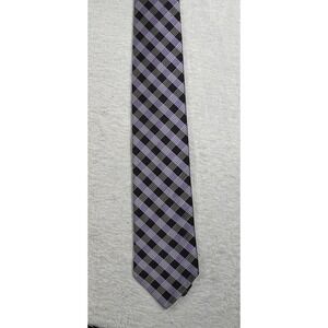 Jones New York Silk Blend Striped Tie Purple Gray Black Mens Classic Necktie